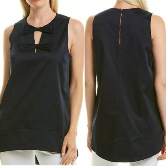 NWT Ted Baker London Loocey Double Bow High Low A-Line Top Navy Size 1 (US S) - Picture 1 of 11